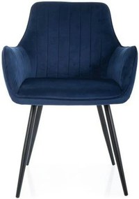 Scaun APPLE, albastru/negru, stofa catifelata - Bluvel 86/metal, 57x47
