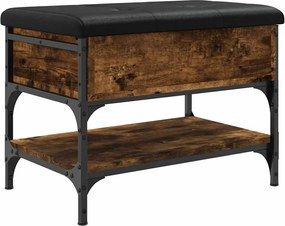 vidaXL Bancă de pantofi, stejar fumuriu, 62x42x45 cm, lemn prelucrat