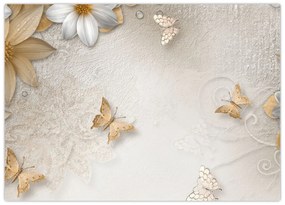 Tablou - Flori cu fluturi (70x50 cm)