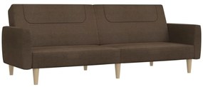 337407 vidaXL Canapea extensibilă cu 2 locuri, maro, material textil