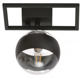 Plafoniera moderna neagra cu un glob din sticla transparenta Imago 1E