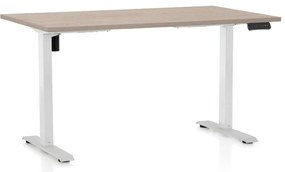 Masa inaltime reglabila OfficeTech B, 120 x 80 cm, bază albă, stejar