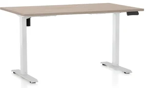 Masa inaltime reglabila OfficeTech B, 120 x 80 cm, bază albă, stejar