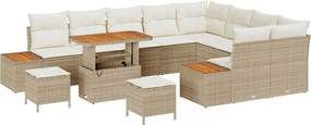 vidaXL Set de canapele pentru grădină cu pernă 12 pcs Bej Rattan poli