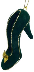 Ornament brad Craciun Pantof Charm 14cm, Verde inchis