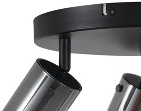 Spot de plafon gri metalizat rotund cu 3 lumini rotativ și reglabil - Drain