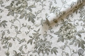 Tapet floral de lux, gri-maslin, model Sofia