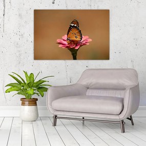 Tablou cu fluture pe floare (90x60 cm)