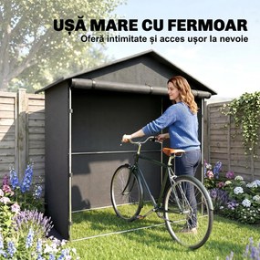 Outsunny Cort Garaj cu Intrare Rulabilă, Corzi și Țăruși, 1.1x2 m, Gri Închis | Aosom Romania