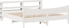 vidaXL Cadru de pat cu tăblie, alb, 180x200 cm, lemn masiv de pin