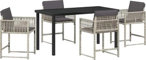 vidaXL Set de masă pentru grădină 5 pcs Gri deschis poliratan