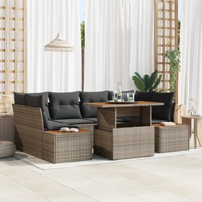 vidaXL Set de canapele pentru grădină 7 pcs Gri Rattan poli