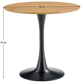 Masă de sufragerie Roventona (Stejar + Negru) (pentru 4 persoane). 1097163