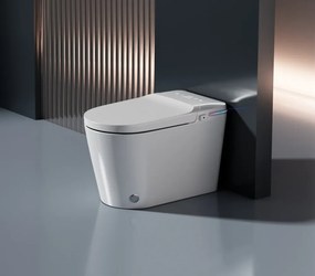 Smart WC 937 - Vas toaletă inteligentă cu Bideu Integrat, Rezervor Independent de Apă, Afișaj LED, Telecomandă, Spălare Automată, Deschidere/Închidere automată, Șezut Încălzit și Uscare aer cald, Ceramică, Alb