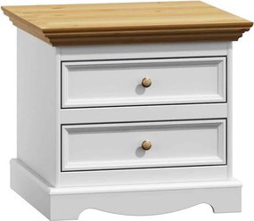Noptieră lemn masiv alb-natur Linea, 59,5 × 44,2 × 53,2 cm