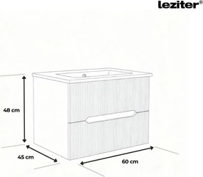 Dulap de baie inferior Trent 60 cu chiuvetă ceramică (2 sertare) stejar sunset-gri antracit