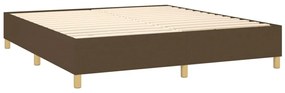 Pat box spring cu saltea, maro inchis, 160x200 cm, textil Maro inchis, 160 x 200 cm, Benzi verticale