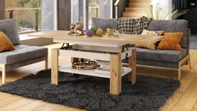 Mazzoni RIO Stejar Artisan/Bej (Șampanie) - MĂSUȚĂ DE CAFEA EXTENSIBILĂ CU RAFT