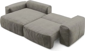 Colțar gri extensibil cu tapițerie din chenille (cu colț pe partea stângă/cu șezlong) Kuki – Makamii