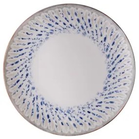 Set de veselă, 24 piese, porțelan, albastru/bej