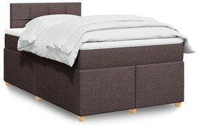 vidaXL Pat box spring cu saltea, maro închis, 120x200 cm, textil