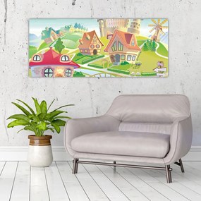 Tablou - Orășel colorat (120x50 cm)