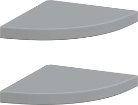 vidaXL Rafturi colț de perete, 2 buc., gri, 35x35x3,8 cm, MDF