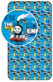 Cearceaf pentru copii albastru din bumbac cu elastic 90x200 cm Thomas the Tank Engine – Jerry Fabrics