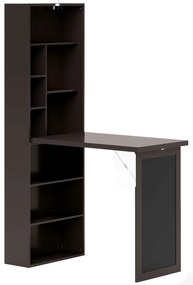 HOMCOM Birou Modern Pliabil cu Bibliotecă și Tablă, din Lemn și Metal, 98x51x153 cm, Maro | Aosom Romania
