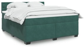 vidaXL Pat box spring cu saltea, verde închis, 180x200 cm, catifea