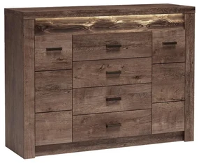 Comodă combinată Nadenas N7 (arin închis) (iluminat LED Alb deschis). 1058230