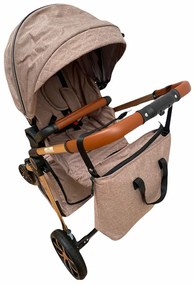 Carucior 3 in 1 cu landou, scoica si geanta, 0-36 luni, Crem - CPC-11-crem
