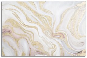Tablou alb / auriu din lemn de pin si panza, 90 x 2,7 x 60 cm, Sofly Mauro Ferreti