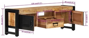 Comoda TV, 120x30x40 cm, lemn masiv de mango 1, mango wood