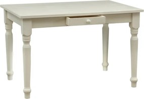 Masa fixa, L120 80 H80 cm, cu sertar, lemn masiv alb antichizat