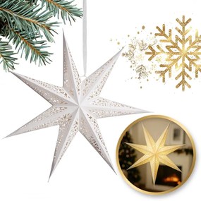 Stea de hartie de Craciun cu sapte colturi AUREVIA 60 cm, alba