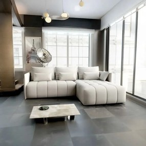 Colțar extensibil dumonde cu ladă de depozitare si sezut confortabil din spuma high-density, Malta Enjoy Beige II 235x185 cm