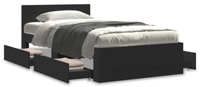 3295584 vidaXL Cadru de pat cu tăblie, negru, 90x200 cm, lemn prelucrat