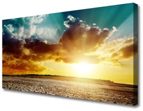 Tablou pe panza canvas Sun Nori Desert Peisaj Albastru Gri Galben Portocaliu