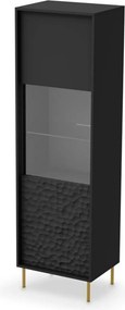 Vitrina BULLET, negru mat, PAL, 55x41x185 cm