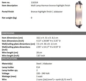 Aplica de perete design elegant LUX Harman bronz