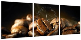 Tablou - Boabe de cafea (cu ceas) (90x30 cm)