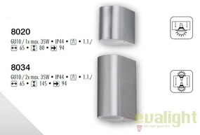 Aplica de perete exterior finisaj brushed aluminiu, IP44 Chile 8020 RX