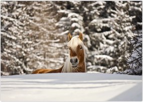 Tablou - Cal în peisaj de iarnă (70x50 cm)