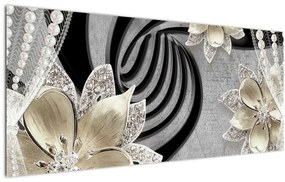 Tablou - 3D Flori aurii (120x50 cm)