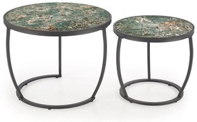 Set 2 buc. măsuțe de cafea Inesz (marmură verde + negru). 1092447