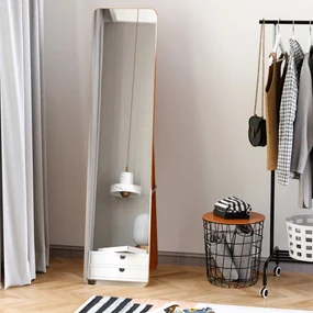 HOMCOM Oglindă de Podea cu Cadru din Lemn, Design Elegant, 43x37x156 cm | Aosom Romania
