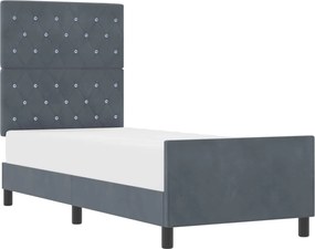 vidaXL Pat cu arcuri cu headboard Gri închis 80 x 200 cm Catifea