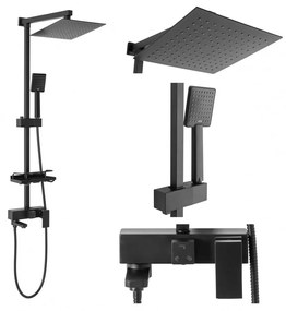 Baterie pentru dus Jack negru mat - H 102 cm