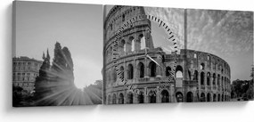 Tablou - Colosseum din Roma, alb-negru (cu ceas) (90x30 cm)